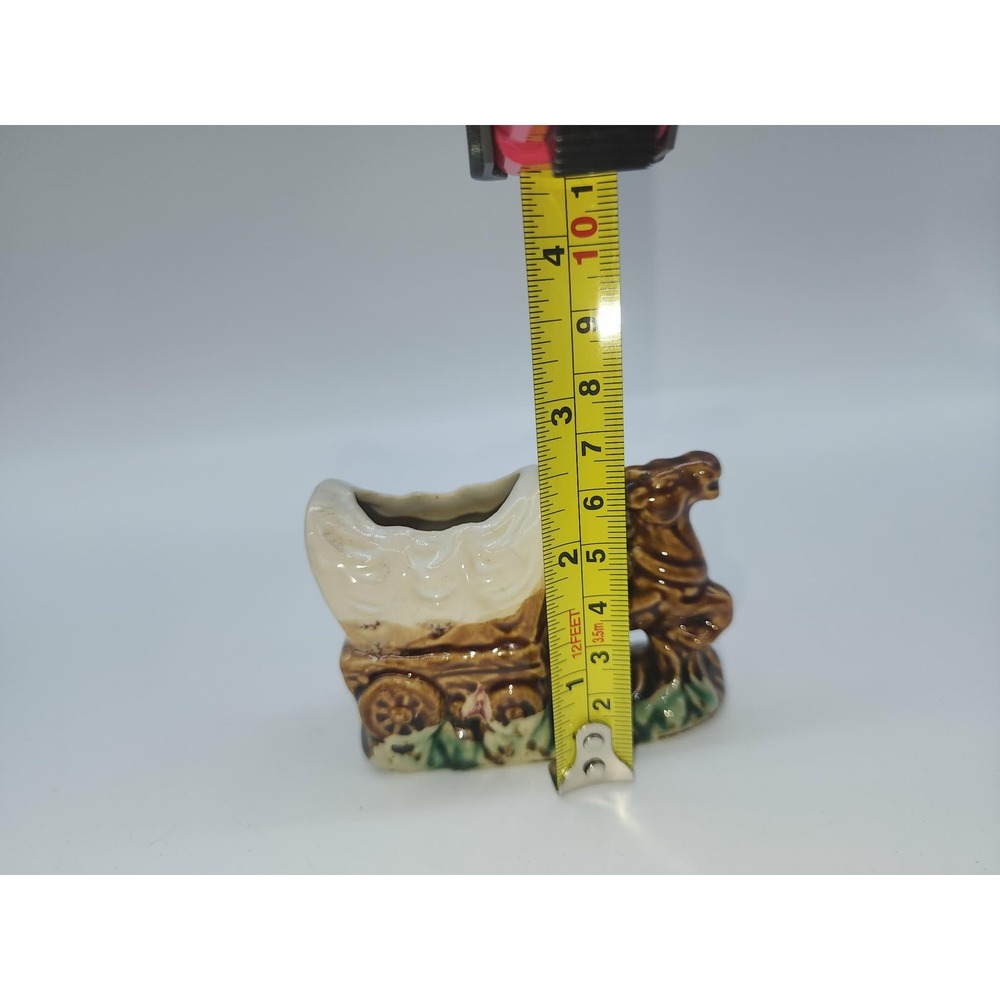 Vintage Grand Ole Opry Opryland USA Ceramic Covered Wagon Horse Souvenir Planter - Picture 3 of 10